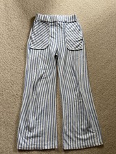 Zara Blue & White Stripe Cotton Trousers Age 9 134cm