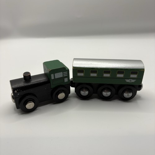 Wooden train track green - train,