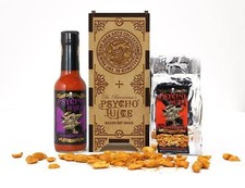 Psycho Juice Dark Arts Gift Set 70% Scorpion Pepper Chilli Sauce & Hot Peanuts