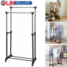 Heavy Duty Clothes Rail Clothes Adjustable Hanger Stand Double Clothe Rail UK
