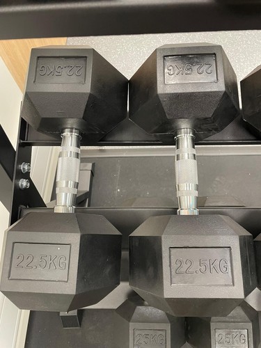 Hex dumbbells cast iron - dumbbells, rubber