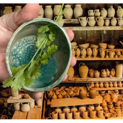 Ceramic herb stripper bowl - ceramic,