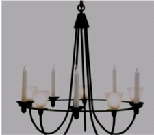CHANDELIER,  LIGHT AND CANDLE, BLACK MENTAL ADJUSTABLE LENGTHS £40 DISCONTINUED 
