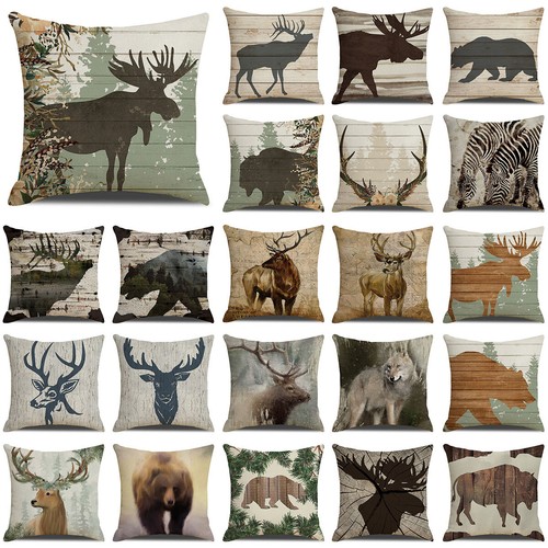 Rustic cabin bear deer pillow - deer,
