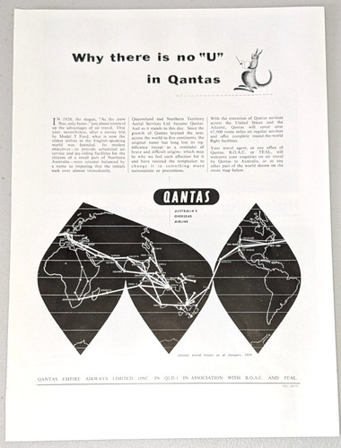1958 qantas vintage print - 1958,