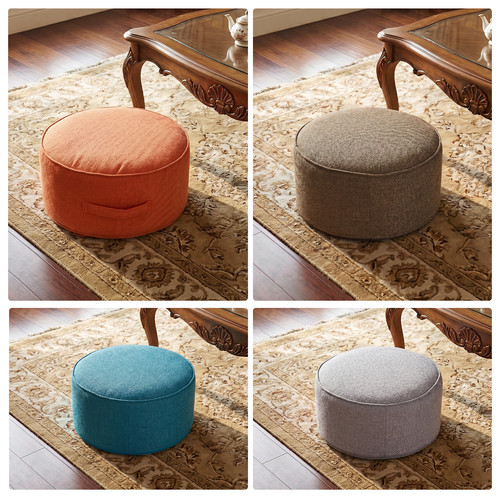 Round stool linen bean bag - linen,