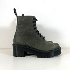Dr Martens Green Shriver High Block Heel Lace Up Boots Size UK 4 EU 37