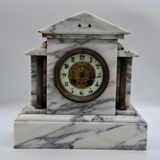 Antique French White Marble Neoclassical Mantle Clock  W B K & FILS Paris