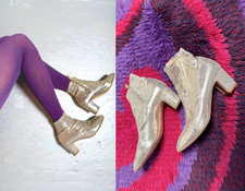 Vtg 60s style MOD 38 US 7 7.5 UK 5 RUPERT Sanderson Gogo Metallic ANKLE Boots