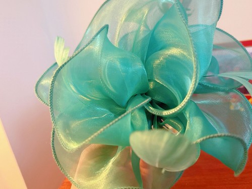 Teal turquoise organza flower - organza,