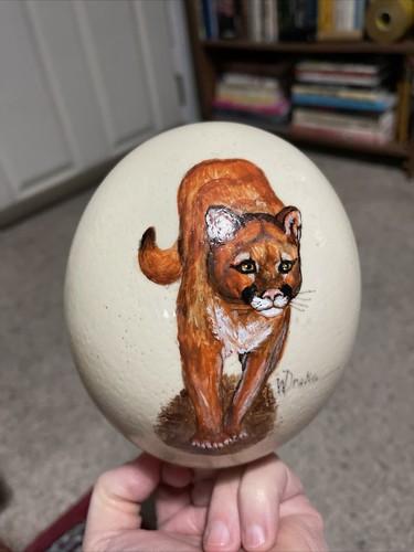 Ostrich egg with cougar - egg, scene