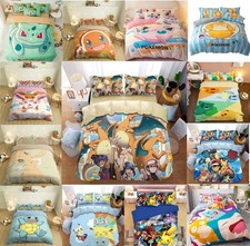 Pokemon Bulbasaur Eevee Collection Single Double King Bedding Quilt Cover Set