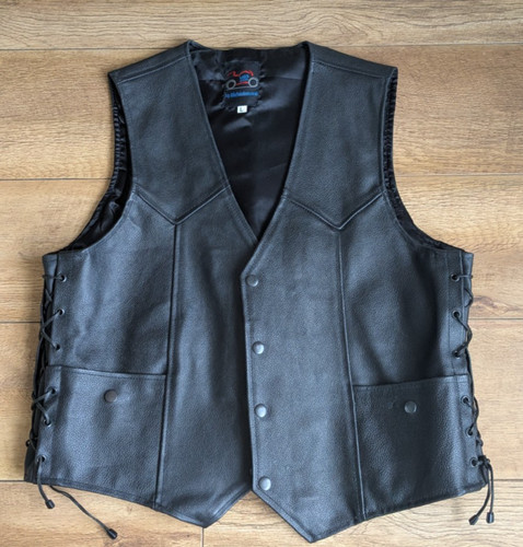 Mens black leather - black, side