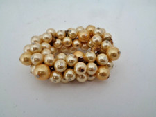 Solid Chunky Yellow Glass bead Pearl style and sea shell Flex Bracelet Used