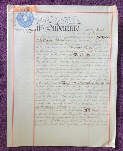 1895 vellum indenture w - 1895, indenture.