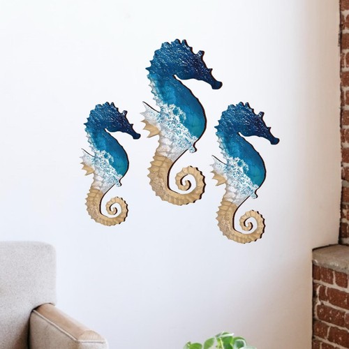 Shell seahorse wooden wall - shell,