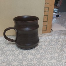 Vintage Whitby Pottery Stoneware Dark Brown Glazed Mug Rustic VGC (102)