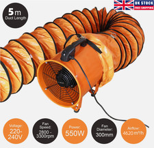 Dust Extractor Ventilation Fan 300mm Portable 5m Ducting Fume Blower