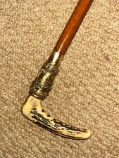Victorian Swaine & Adeney Horse Riding Whip Crop - Gold Hunting Scene Collar