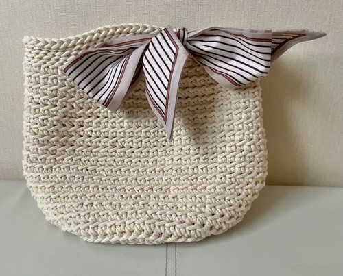 Hand crocheted handbag with - hand,