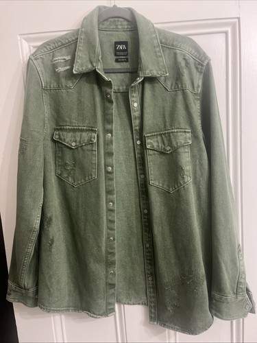 Zara men green denim - zara,