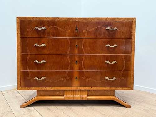 Italian inlaid art deco walnut - italian,