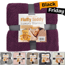 Teddy Fleece Throw Blanket Soft Plush Snuggle Warm Cuddly Sofa Bedspread