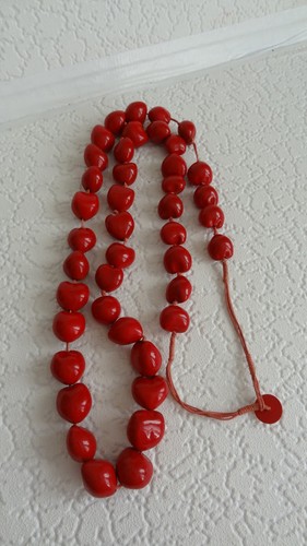 Red beaded chunky long - red,