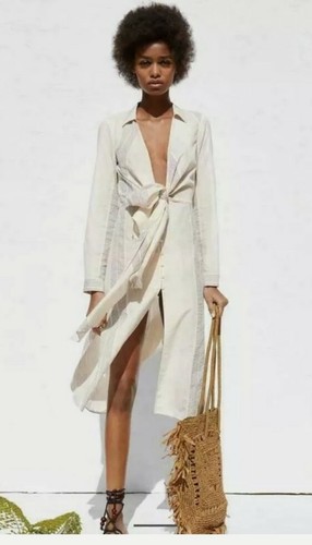 Zara beige striped midi - beige,