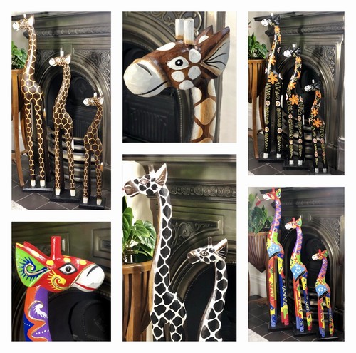 Wooden giraffe statue 100cm - wooden,