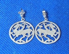 Pair Of Shetland Silver Scottish Sterling Silver Quendale Beast Dangle Earrings