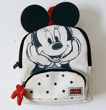 Minnie Mouse Waterproof Backpack Girls Cream Coloured Back Back 2 Sequinned Bows