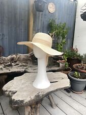 17" DIAMETER FLOPPY SUN HAT ONE SIZE HESSIAN HEAD BAND RIBBON MIXED FIBRES