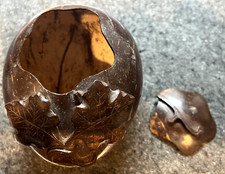 ANTIQUE/VINTAGE ORNATE COCONUT CARVING WITH REMOVABLE TOP VGC FOR AGE