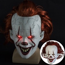 Halloween Pennywise LED Mask Latex IT Clown Full Head Scary Fancy Prop Horror