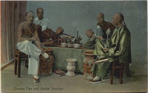 Chinese pipe and opium smokers - chinese,