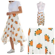 White Skirt Size 20 Orange Floral Asymmetric Hem Plus Curve Ladies NEW  NWOT  B4