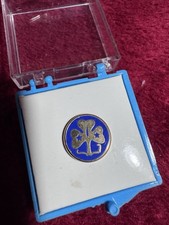 Small Girl Guide Metal Rangers Blue Trefoil Pin Badge Vintage In Little Case