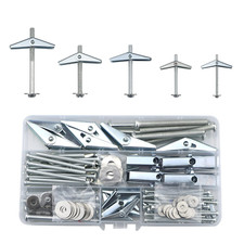 Plasterboard Fixings 40 Sets(120Pcs),Drywall Screws and Wing Spring Toggle Bolts