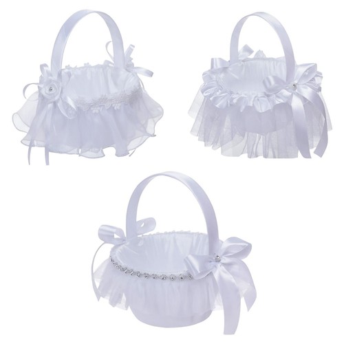 White flower girl basket - girl, sweet