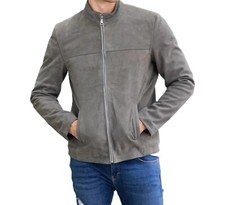 Leather jacket men - jacket, gray