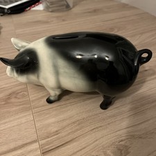 Porcelain Pig Money Box Black and White Piggy Bank