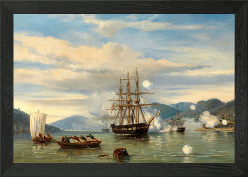 Naval battle painting framed - naval,