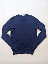 J Lindeberg Mens Jumper Golf Size Large Navy Blue Crew Neck Sweater Cotton Mens