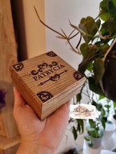 Personalised Name, Wooden Oak Jewellery Trinket Box, Christmas, Birthday, Gift