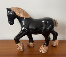 Vintage Ceramic Shire Horse Figurine 21.5 cm Earthenware Pottery Ornament Retro