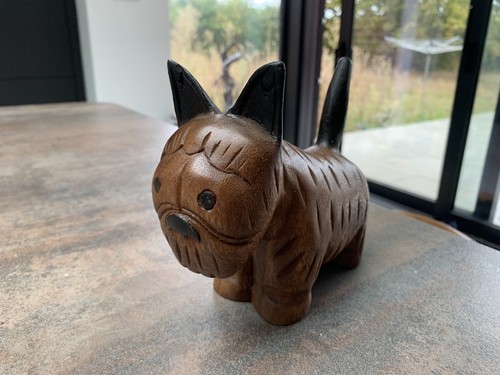 Wooden scottie dog ornament - wooden,
