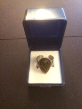 1960's Paua Shell Teardrop Shape Ring White Metal Silver New Zealand in Box