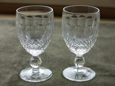 Pair of Vintage Waterford Crystal Colleen White Wine Glasses Signed 4.4 Inches