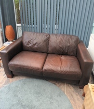 Two Seater Sofa & Chair, Italian Brown Leather by Sofitalia, Excellent Condition